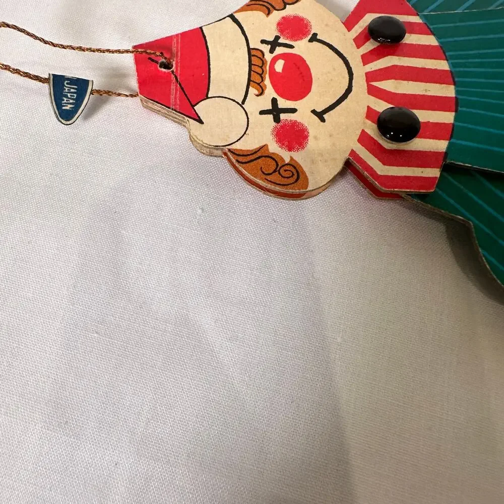 Vintage Christmas Cardboard Ornaments Die Cut Jointed Japan Raggedy Ann Santa